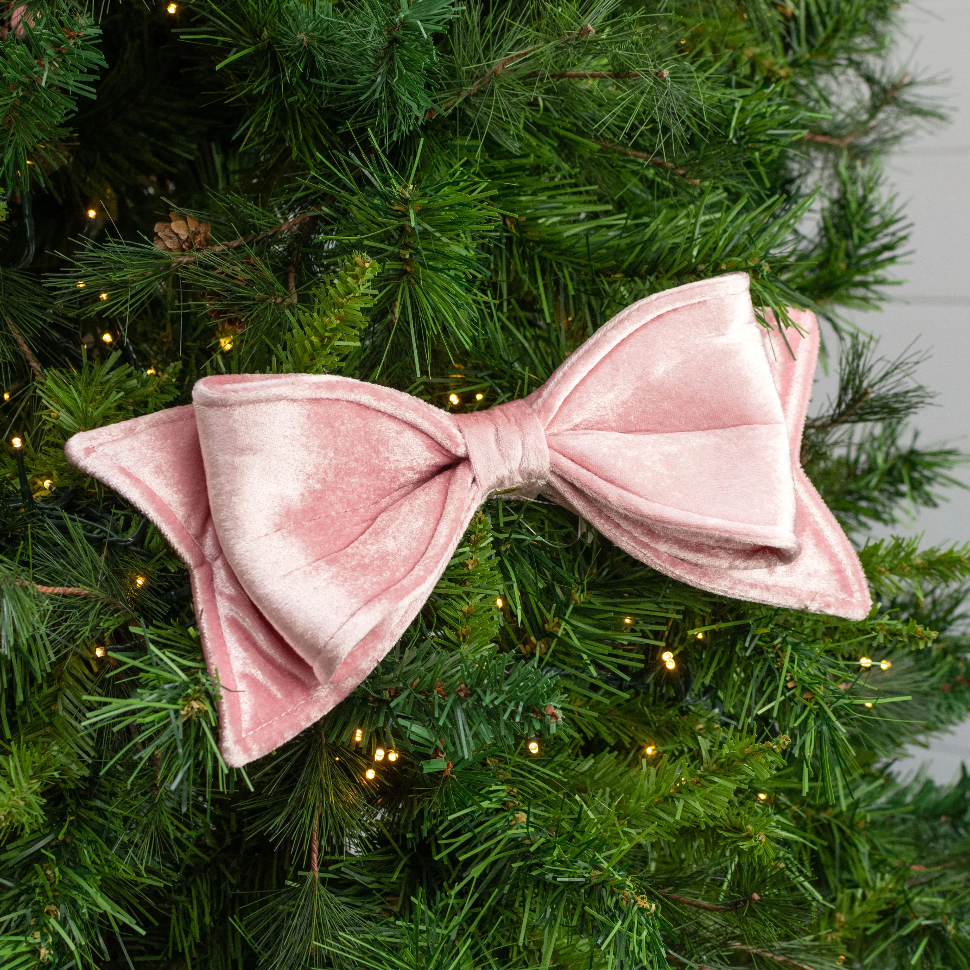 12" Velvet Bow Ornament: Pink