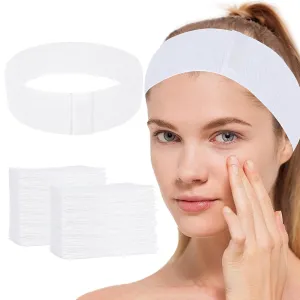 150 Count Disposable Spa Facial Headbands with Convenient Closure,Stretch Facial Headwraps Soft for Facials Skincare Spa