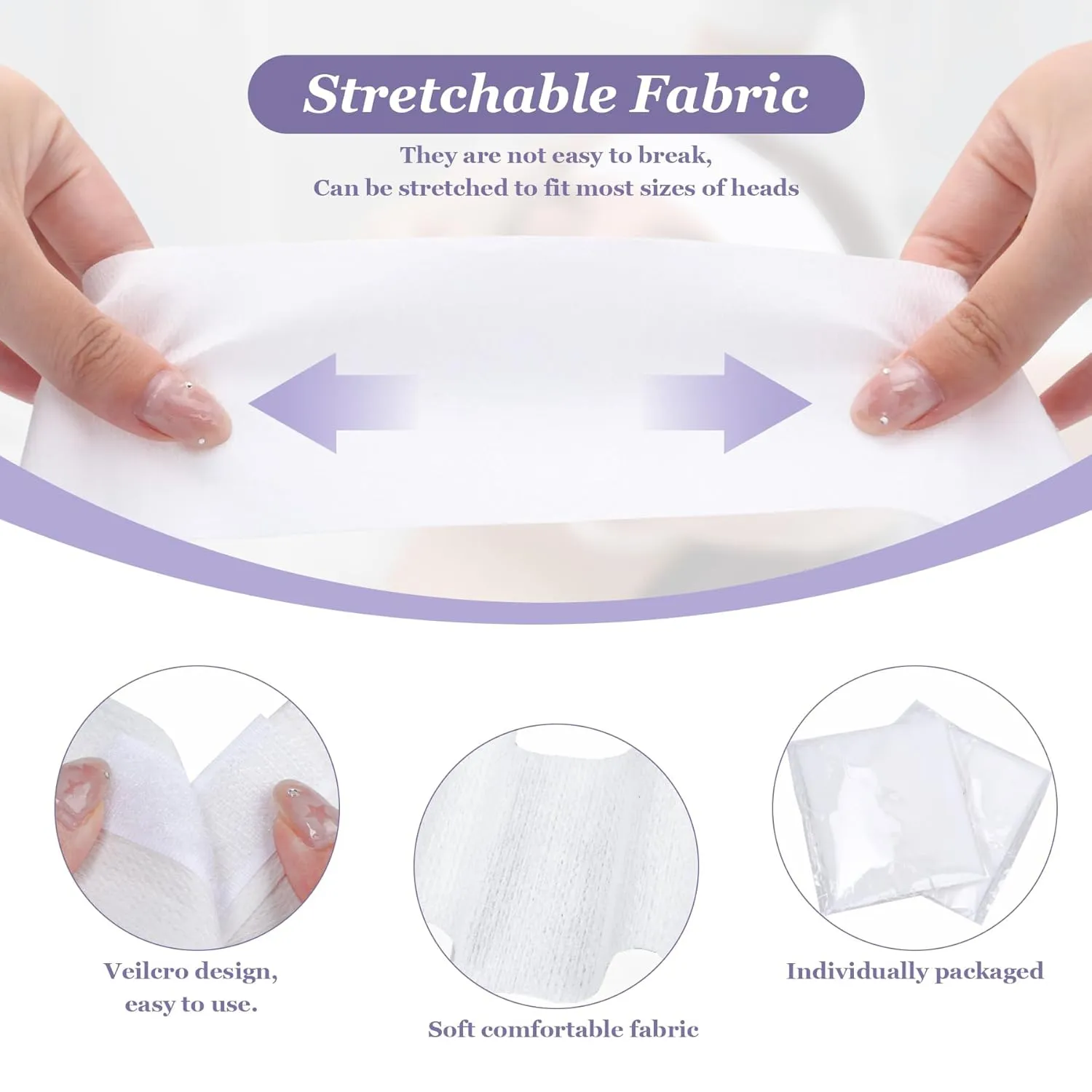 150 Count Disposable Spa Facial Headbands with Convenient Closure,Stretch Facial Headwraps Soft for Facials Skincare Spa