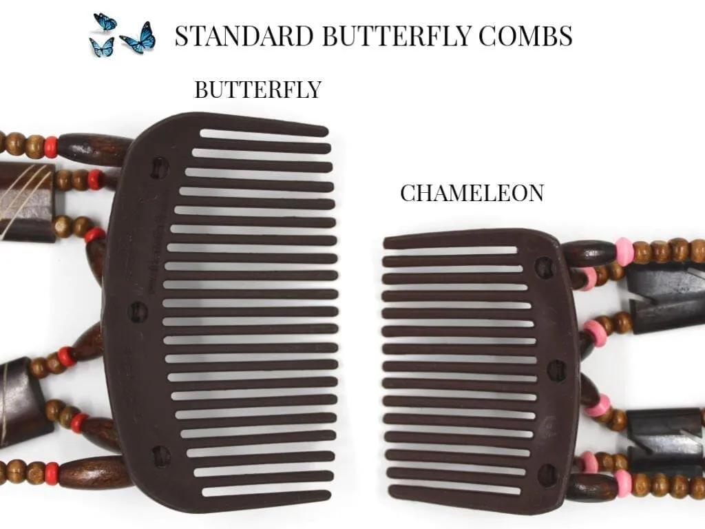 African Butterfly Chameleon Hair Comb - Ndalena Clear 23
