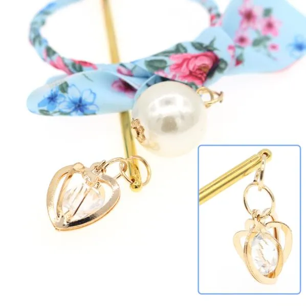 Blue Wrapped Bow Geometric Bun Cover and Hair Stick with Tassel 2-pc Set