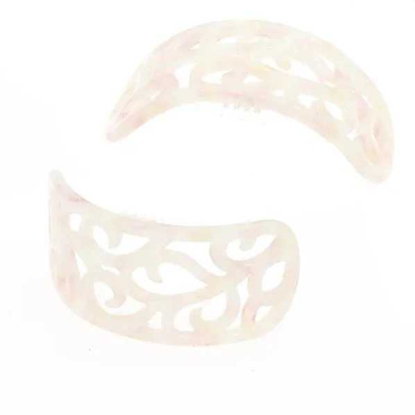 Cellulose Acetate Oval Swirl Pattern Bun Cover and Hair Stick 2-pc Set Cream