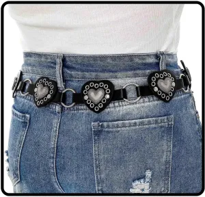 Concho West Belt Gold Adjustable Leather Metal Chain Waist Belt Women's Chic Accessories for Dress and Pants