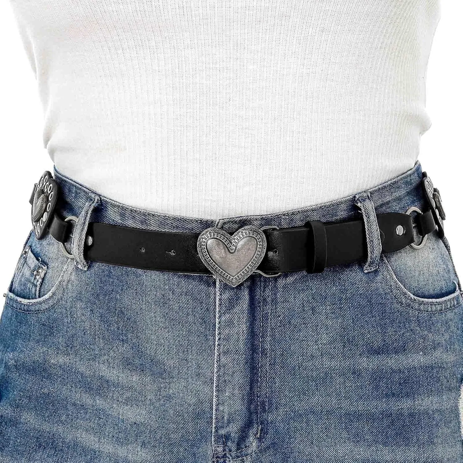 Concho West Belt Gold Adjustable Leather Metal Chain Waist Belt Women's Chic Accessories for Dress and Pants