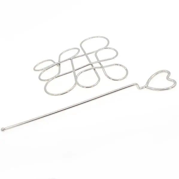 Diamond Shape Metal Wire Hair Stick and Bun Cover 2-pc Set