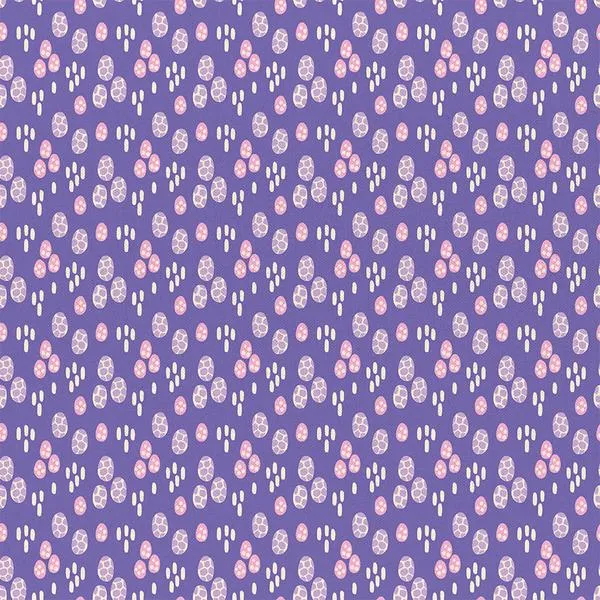 Dinosaur Stories - Dino Eggs Purple - Paintbrush Studio Cotton Fabrics