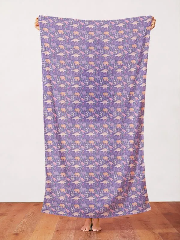 Dinosaur Stories - Land Dinos Purple - Paintbrush Studio Cotton Fabrics