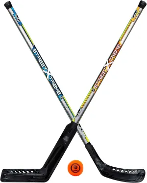 Franklin Sports NHL Kids Street Hockey Stick Set - Includes (2) Youth Street Hockey Sticks   (1) Outdoor Roller Hockey Ball - Perfect Hockey Starter Set for Kids