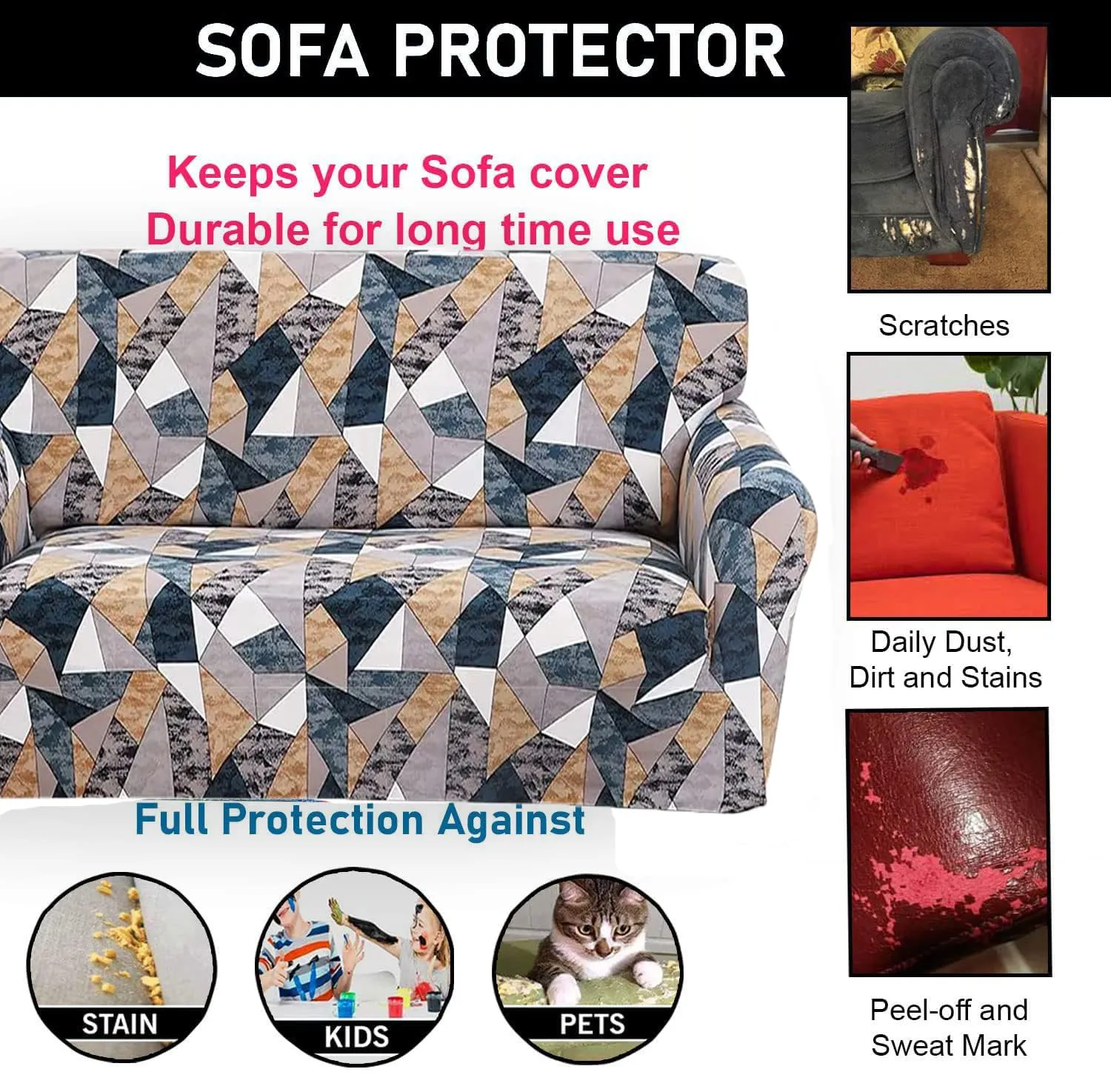 Gifts Island® Sofa Cover 3 Seater and 2 Seater Fully Covered Universal 5 Seater Sofa Cover Non-Slip Sticky Elastic Stretchable Sofa Set Slipcover Protector for (3 1 1 Seater), Antique Prism