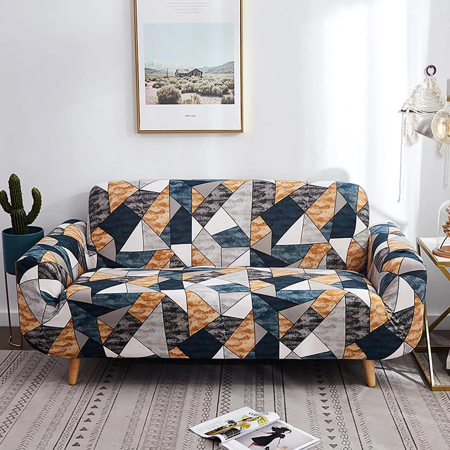 Gifts Island® Sofa Cover 3 Seater and 2 Seater Fully Covered Universal 5 Seater Sofa Cover Non-Slip Sticky Elastic Stretchable Sofa Set Slipcover Protector for (3 1 1 Seater), Antique Prism