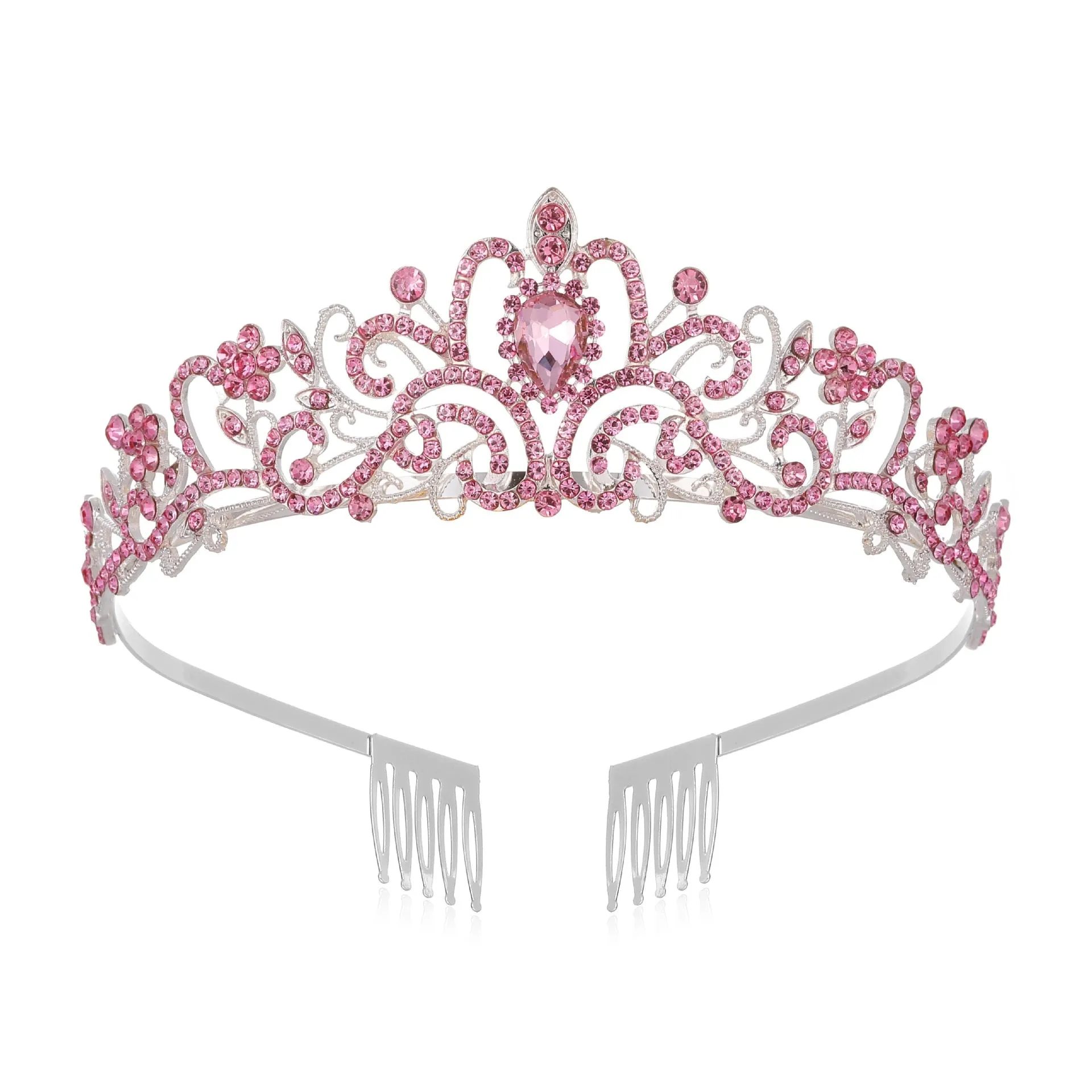 Girls Crystal Crown Tiara with Comb Headband for Girls Birthday Party