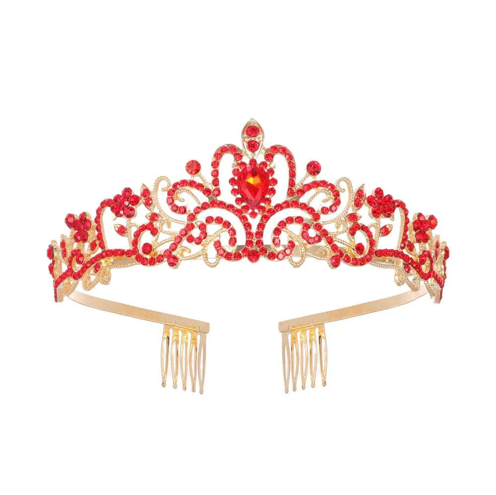 Girls Crystal Crown Tiara with Comb Headband for Girls Birthday Party