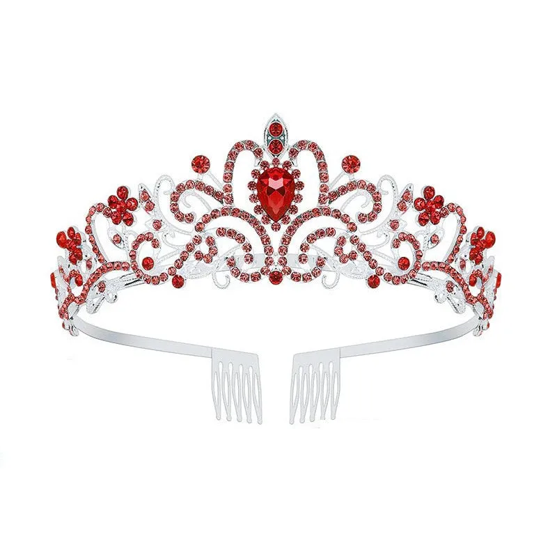 Girls Crystal Crown Tiara with Comb Headband for Girls Birthday Party