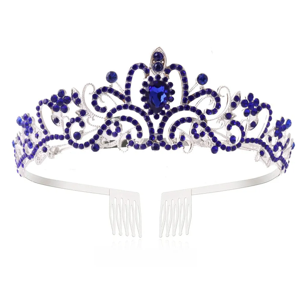 Girls Crystal Crown Tiara with Comb Headband for Girls Birthday Party