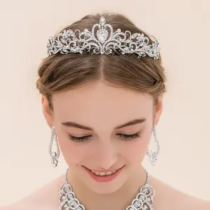 Girls Crystal Crown Tiara with Comb Headband for Girls Birthday Party