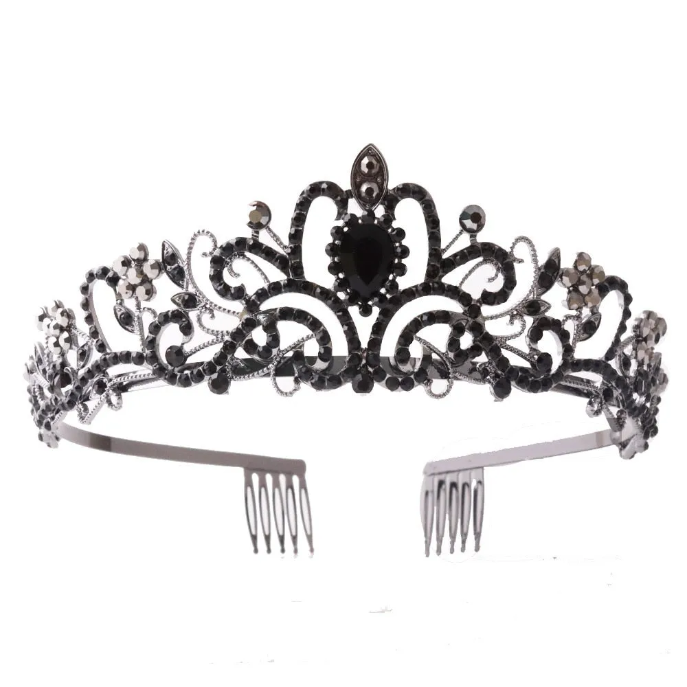 Girls Crystal Crown Tiara with Comb Headband for Girls Birthday Party