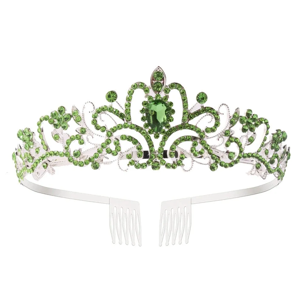 Girls Crystal Crown Tiara with Comb Headband for Girls Birthday Party