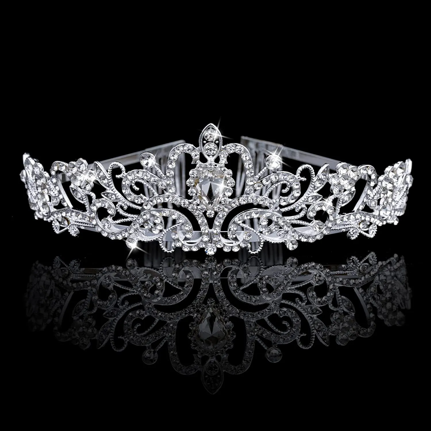 Girls Crystal Crown Tiara with Comb Headband for Girls Birthday Party