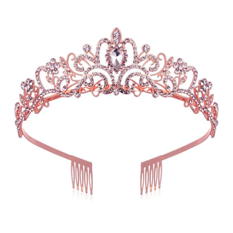 Girls Crystal Crown Tiara with Comb Headband for Girls Birthday Party