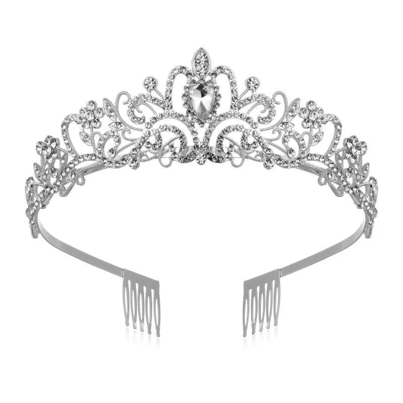 Girls Crystal Crown Tiara with Comb Headband for Girls Birthday Party