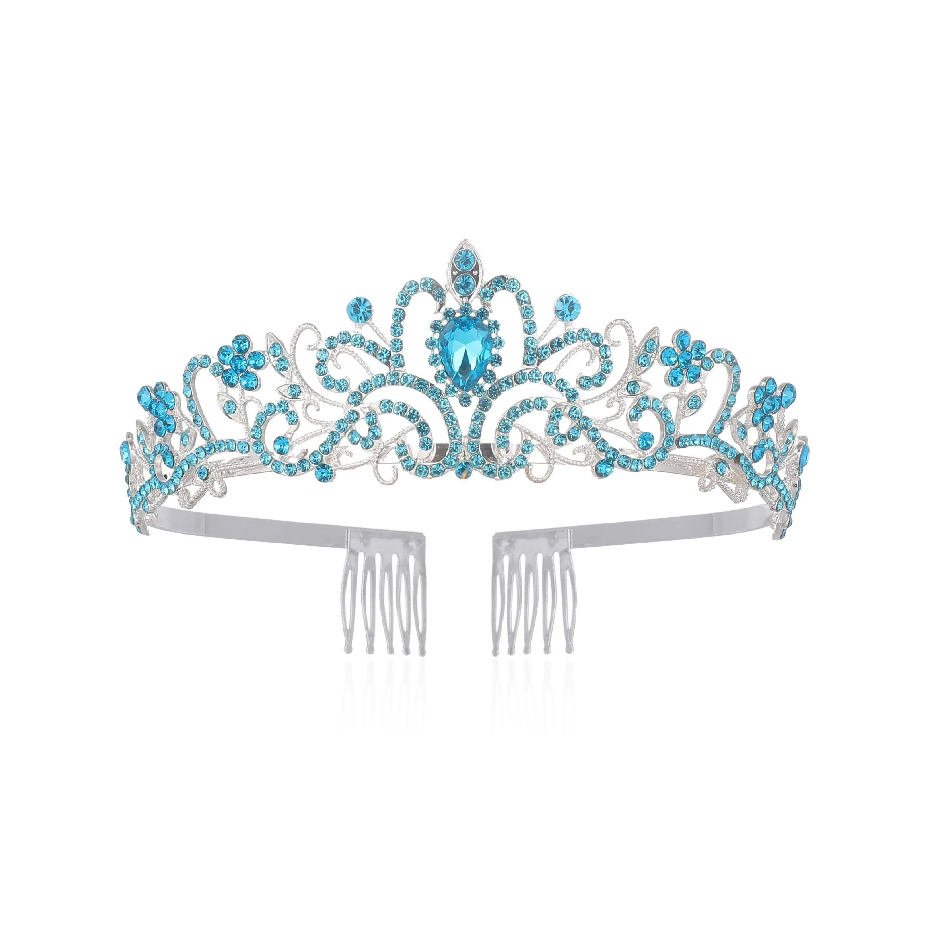 Girls Crystal Crown Tiara with Comb Headband for Girls Birthday Party