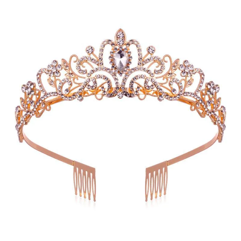 Girls Crystal Crown Tiara with Comb Headband for Girls Birthday Party