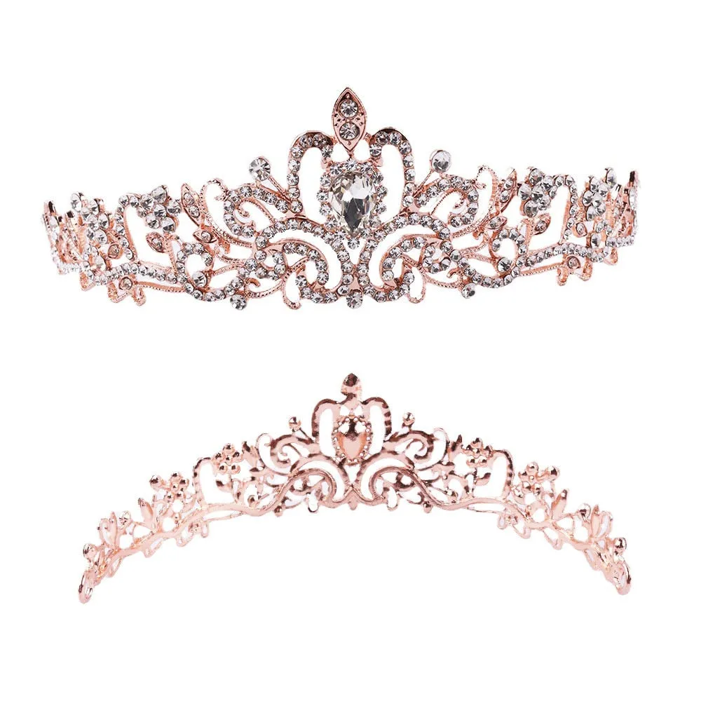 Girls Crystal Crown Tiara with Comb Headband for Girls Birthday Party