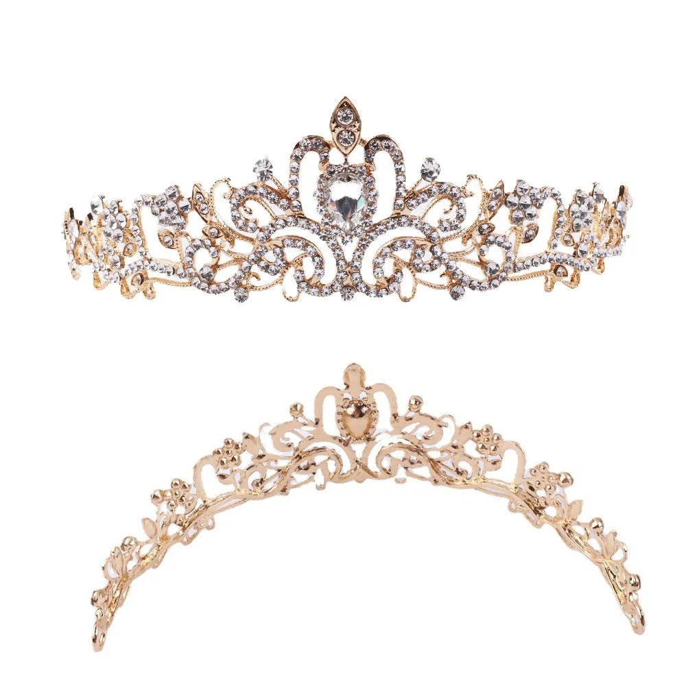 Girls Crystal Crown Tiara with Comb Headband for Girls Birthday Party
