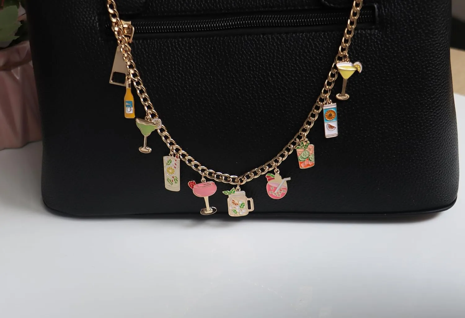 Gold Plated 2 pack Grape Cherry Charms Key Chain SetHandbag Charms for Women, Keychains for Keys Handbag Decoration