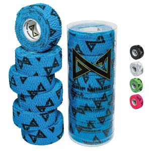 GRIP MAMBA Elastic Athletic Finger Tape, 1Wide w/Premium Adhesive, Protects Hand Thumb Fingers Enhances Grip, Sleeve Blister Wrap for Sports, Golf, Tennis, Basketball, Pickleball (Blue, 3 Rolls)