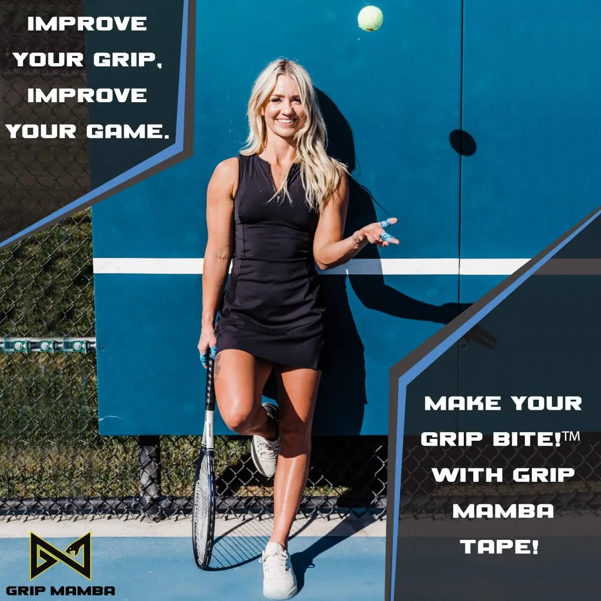 GRIP MAMBA Elastic Athletic Finger Tape, 1Wide w/Premium Adhesive, Protects Hand Thumb Fingers Enhances Grip, Sleeve Blister Wrap for Sports, Golf, Tennis, Basketball, Pickleball (Blue, 3 Rolls)