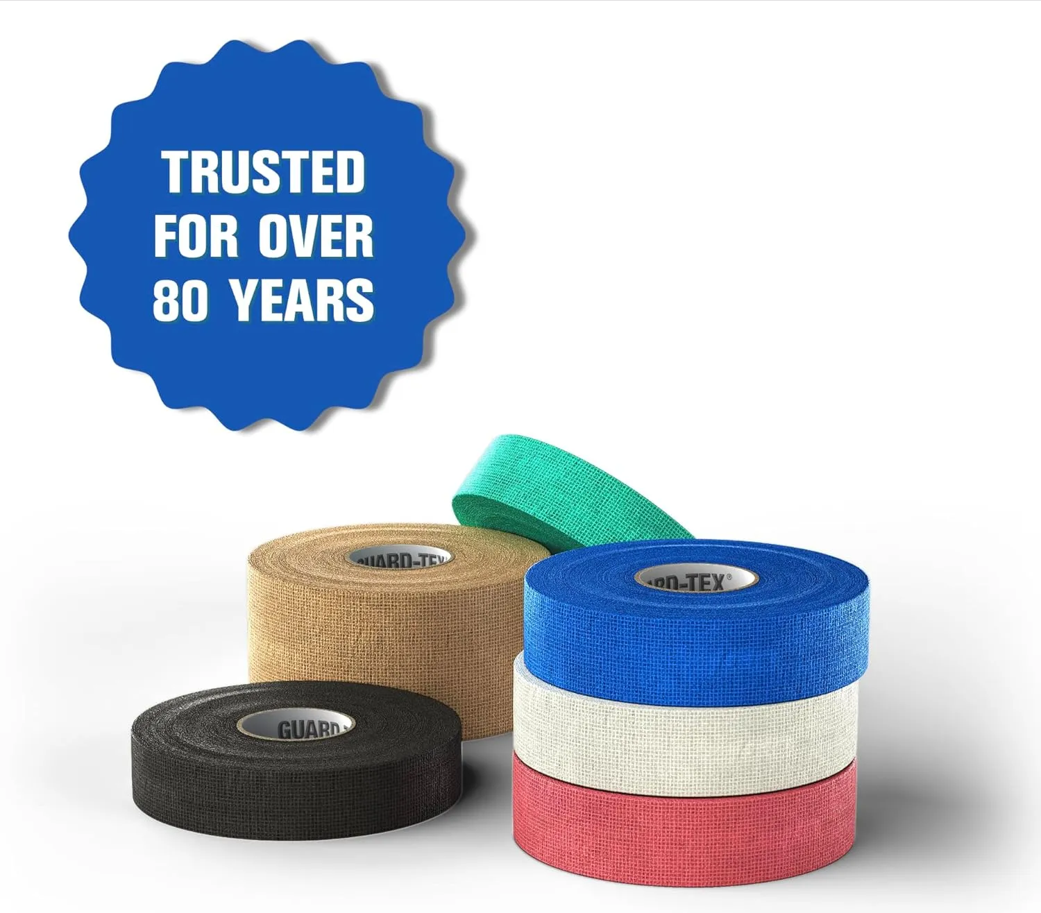 Guard-Tex 1" Utility Wrap  12-Roll Pack  Cohesive, Adhesive-Free Tape for Fingers, Tools, First Aid & More  Flexible, Tear-by-Hand, Water-Resistant - Classic Green