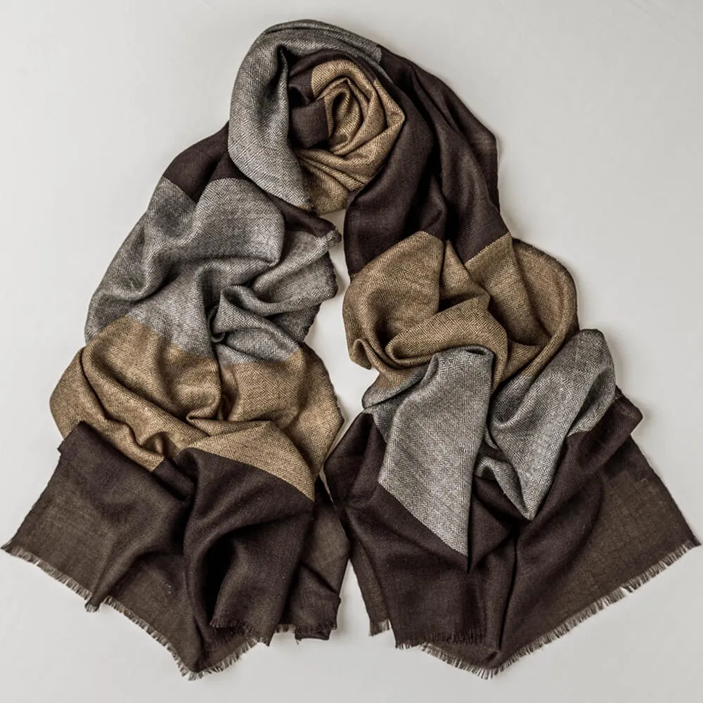 Hayward Brown and Grey Silk and Wool Scarf