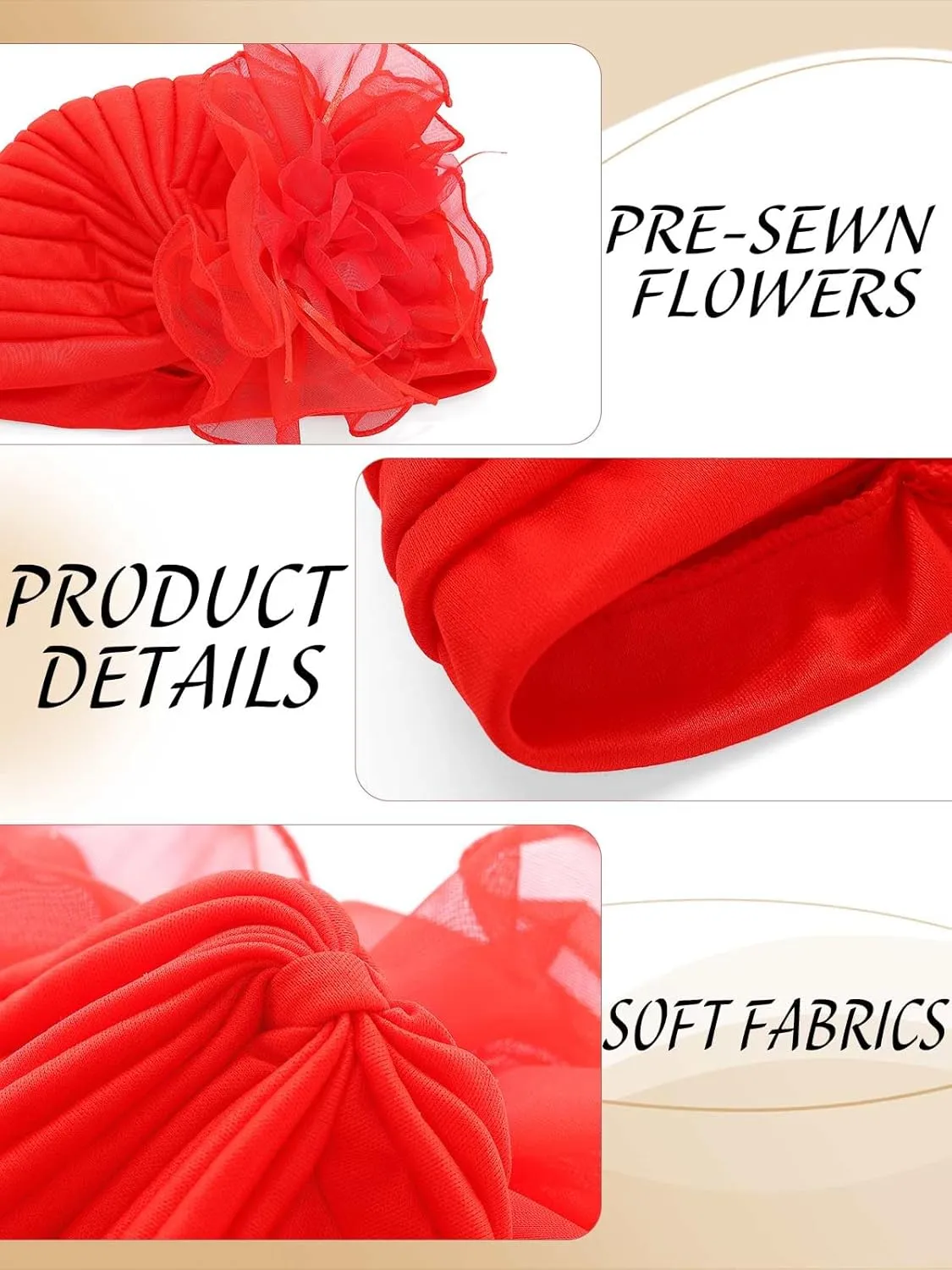 HeadWrap Hair Turbans African Turban Flower Pearl Crystal Twisted Head Turban for Women Fashion