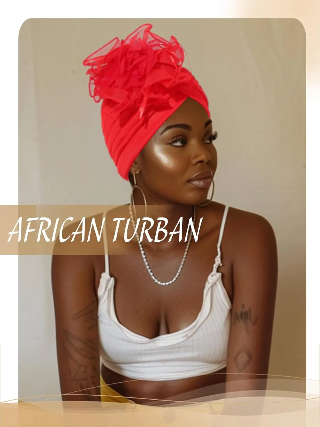 HeadWrap Hair Turbans African Turban Flower Pearl Crystal Twisted Head Turban for Women Fashion