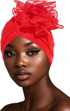 HeadWrap Hair Turbans African Turban Flower Pearl Crystal Twisted Head Turban for Women Fashion