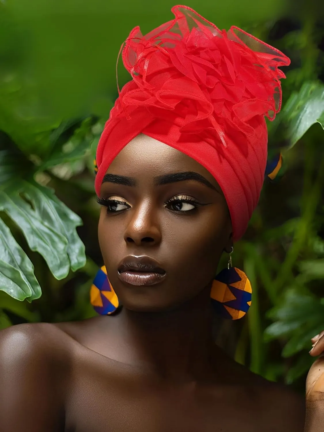 HeadWrap Hair Turbans African Turban Flower Pearl Crystal Twisted Head Turban for Women Fashion