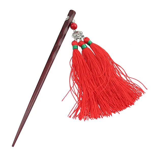 Ironwood Hair Stick w/ Tassels