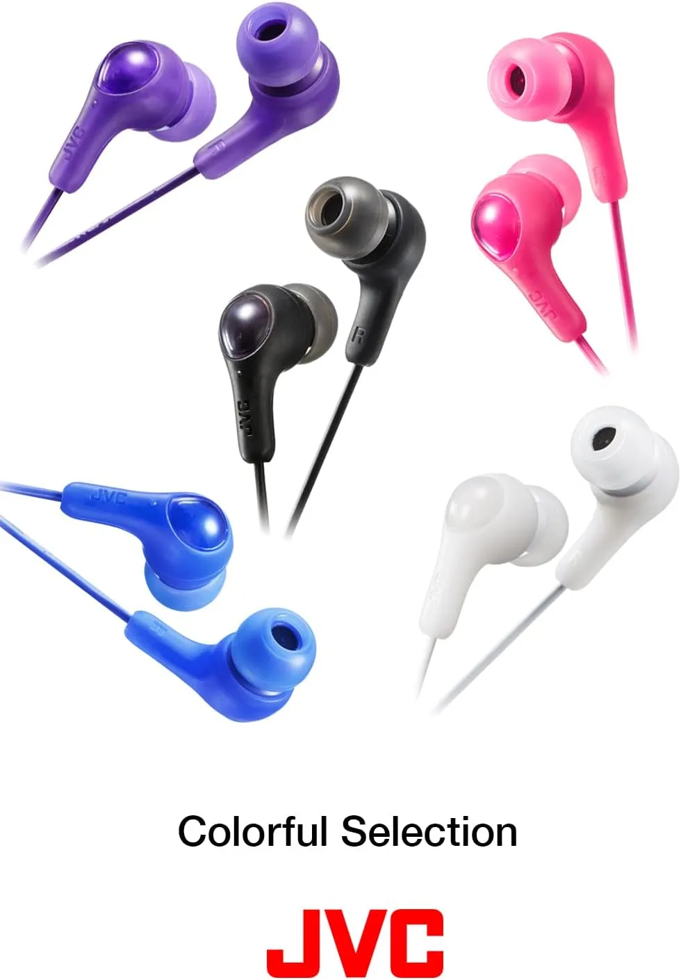 JVC Gumy in Ear Earbud Headphones, Powerful Sound, Comfortable and Secure Fit, Silicone Ear Pieces S/M/L - HAFX7A (Blue) One Size, 1 Count (Pack of 1)