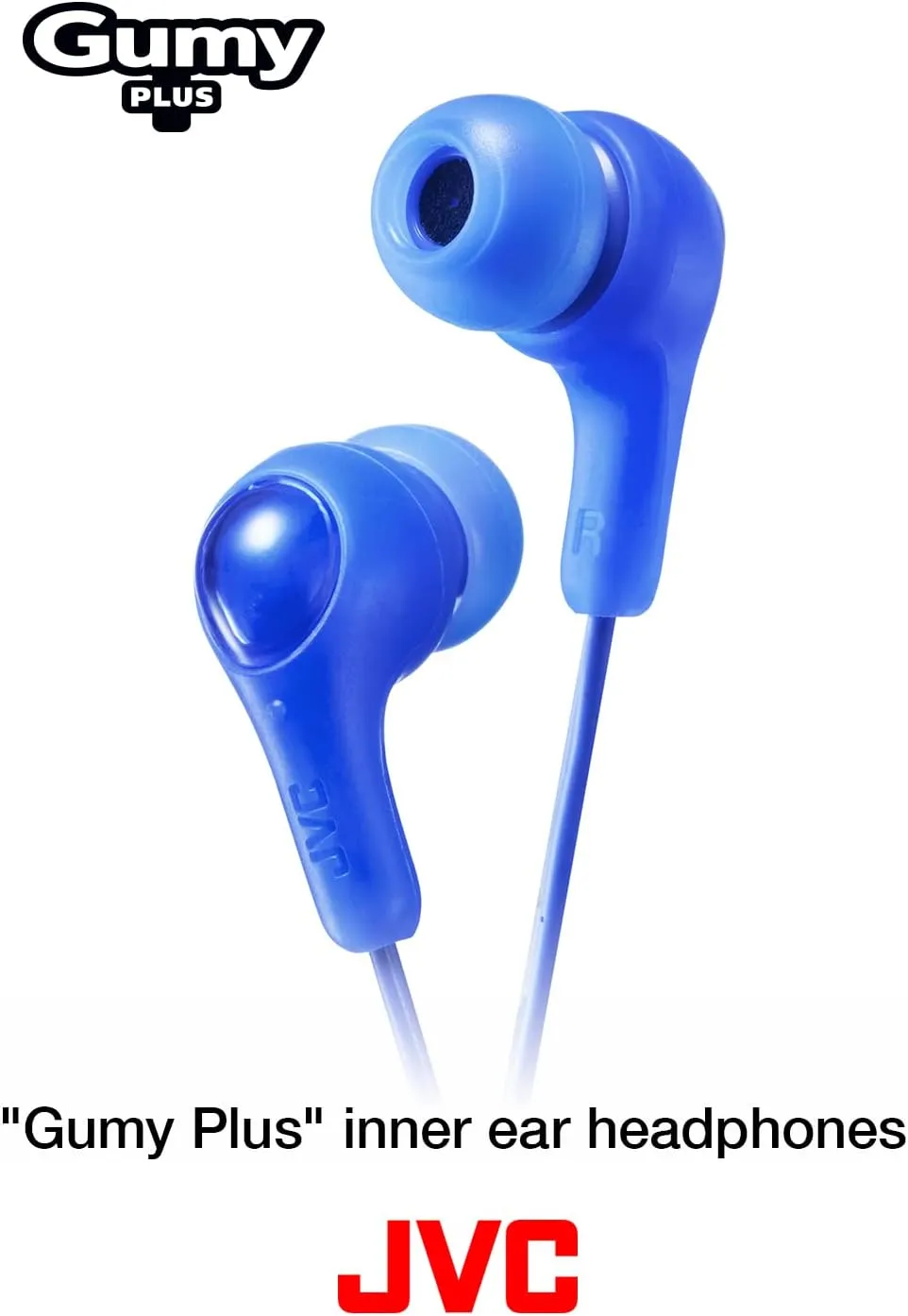 JVC Gumy in Ear Earbud Headphones, Powerful Sound, Comfortable and Secure Fit, Silicone Ear Pieces S/M/L - HAFX7A (Blue) One Size, 1 Count (Pack of 1)