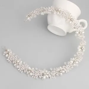 Luxury Clear Crystal Bridal  Pearl Wedding Hair Accessories Headpiece Bridal Crowns Pageant