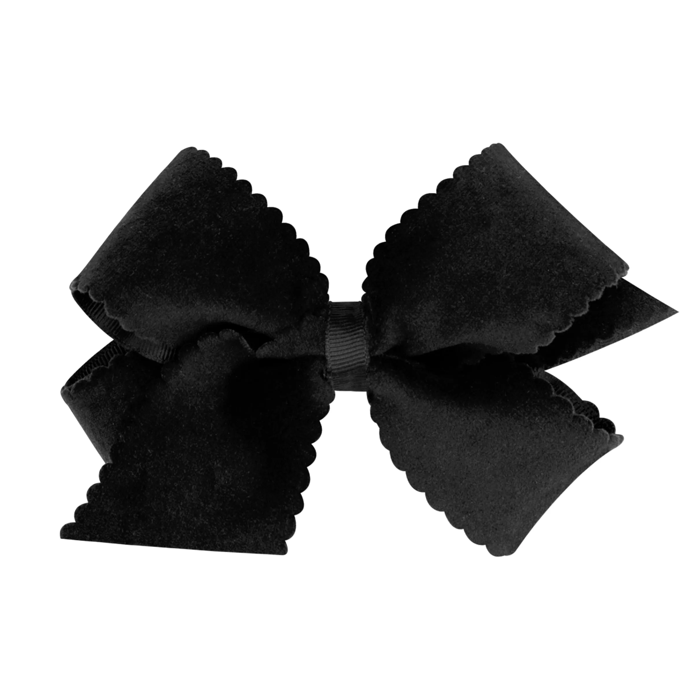 Medium Grosgrain with Scalloped Edge Faux Velvet Bow on Clippie