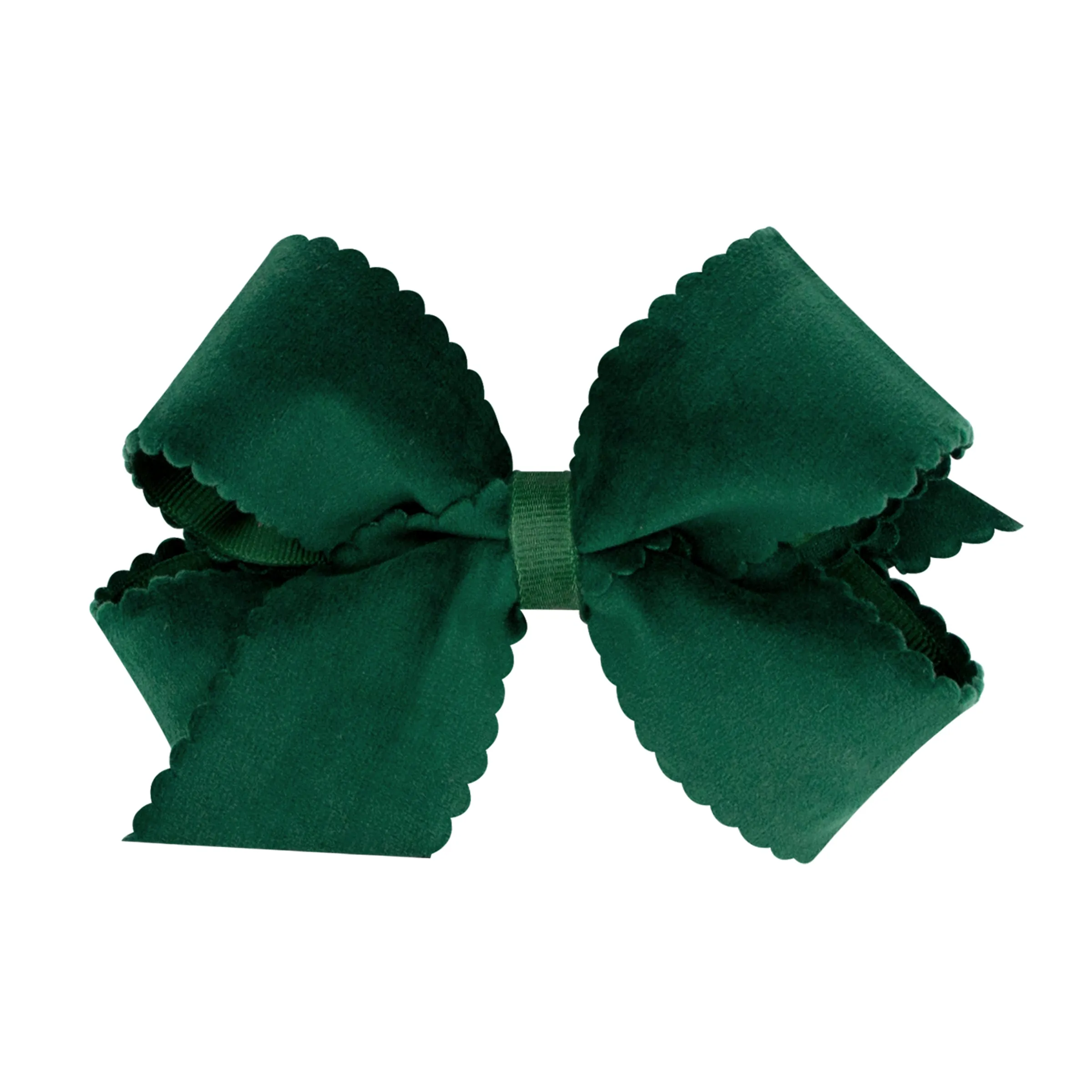 Medium Grosgrain with Scalloped Edge Faux Velvet Bow on Clippie