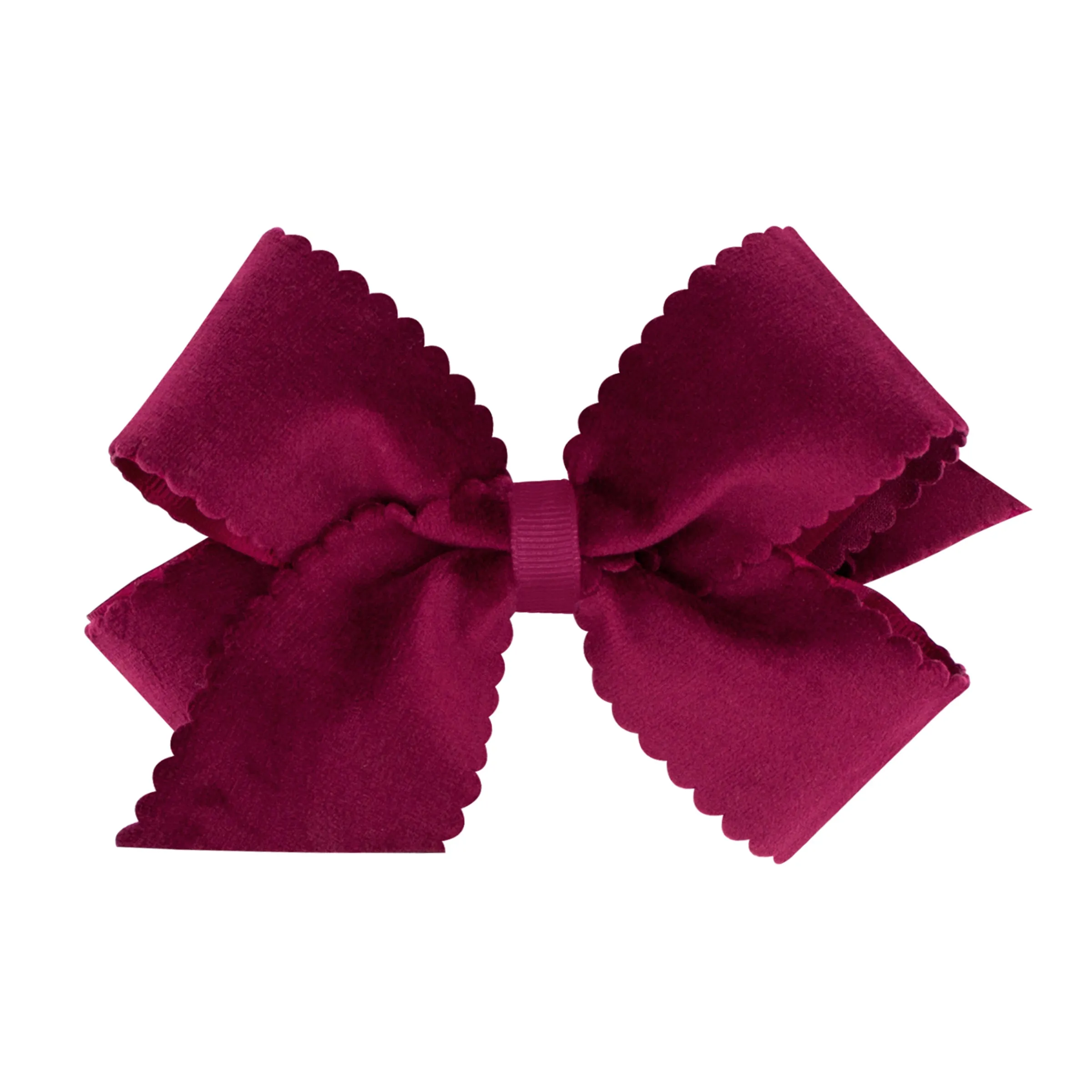 Medium Grosgrain with Scalloped Edge Faux Velvet Bow on Clippie