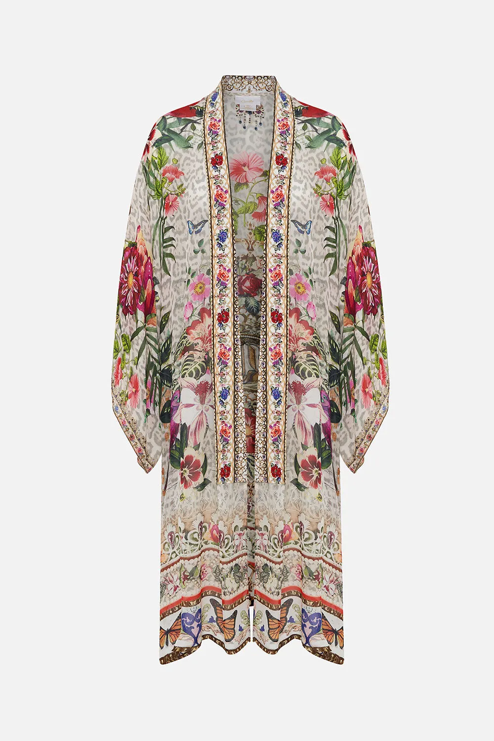 MID LENGTH KIMONO LAYER W COLLAR LEOS BOUQUET