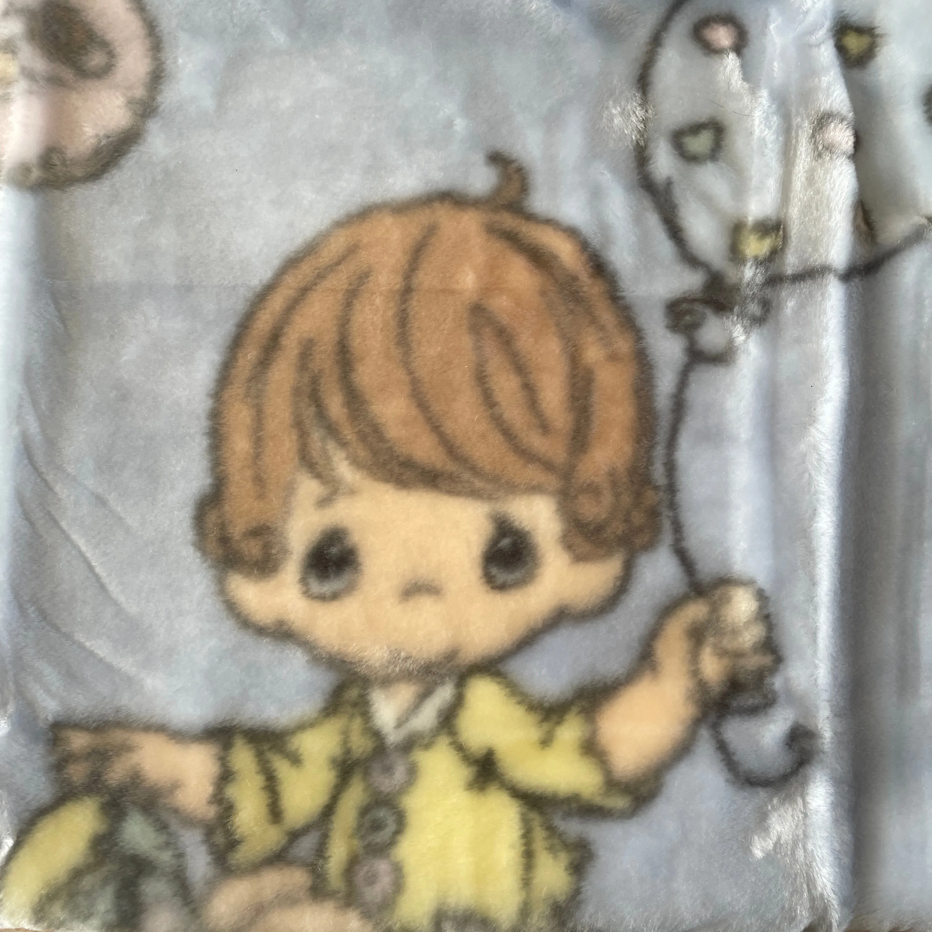 New Vintage Precious Moments Baby Blanket Luxury High Pile Plush Fleece Crib Throw 30" x 45" Velour Velvet Thick Minky Boy & Girl Playtime Toys Light Blue