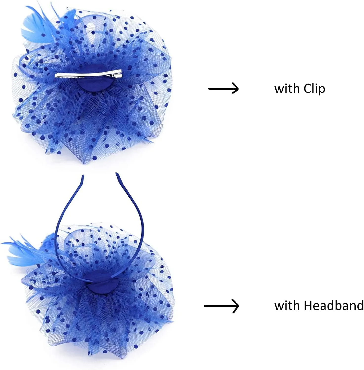 QDC Fascinators for Women Tea Party Headband Hats Cocktail Flower Mesh Feathers Headwear Hair Clip for Wedding