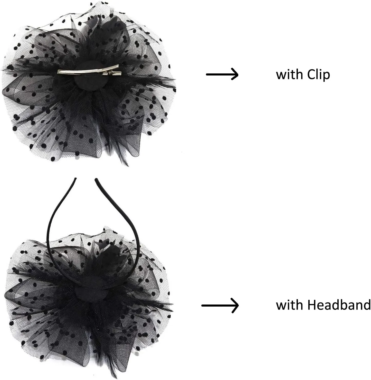 QDC Fascinators for Women Tea Party Headband Hats Cocktail Flower Mesh Feathers Headwear Hair Clip for Wedding
