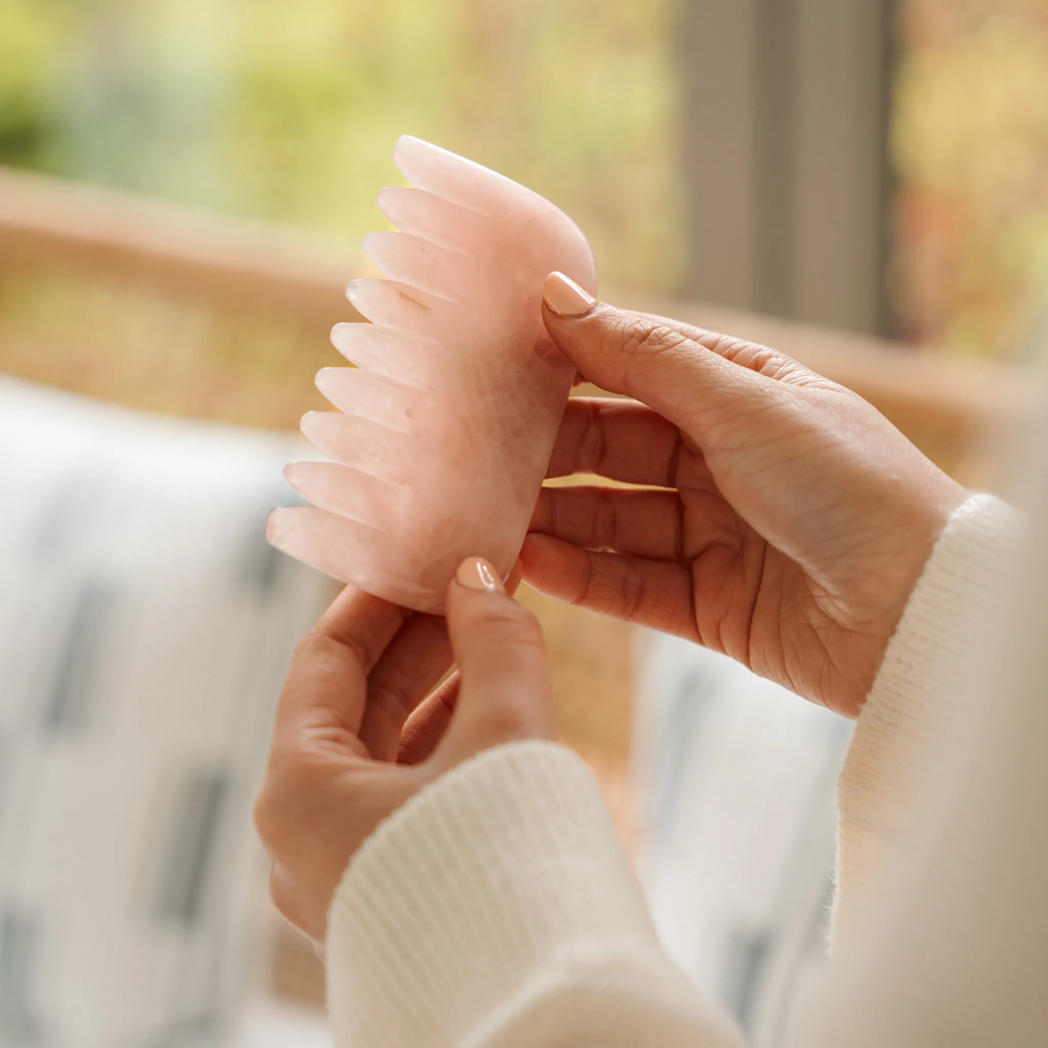 Rose Quartz Crystal Comb