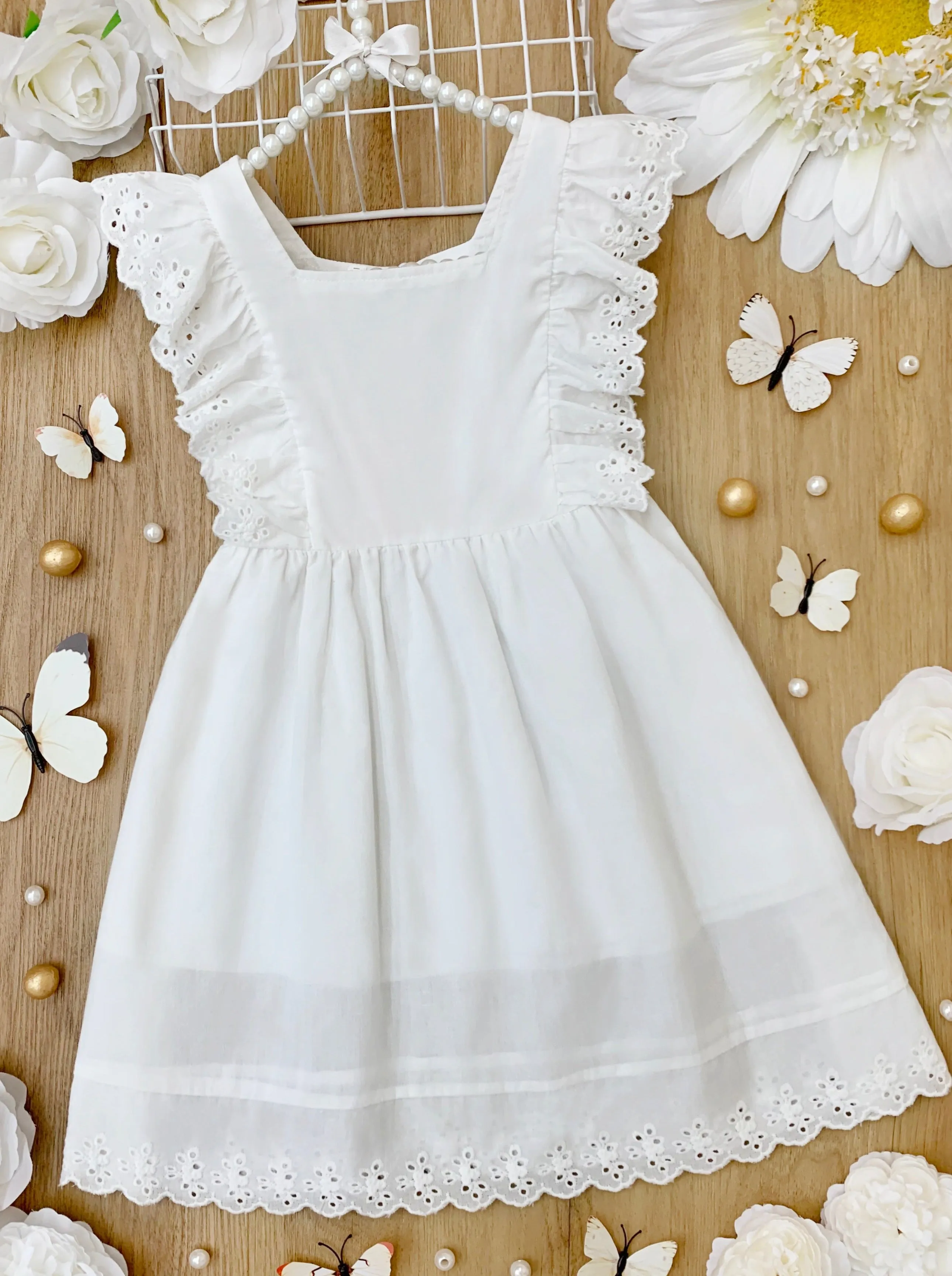 Ruffled Angel Eyelet Lace Dress